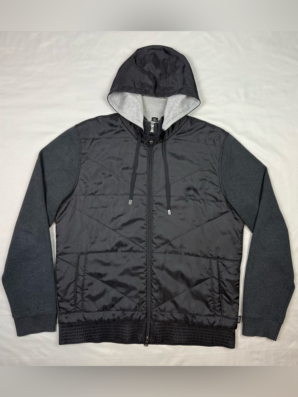 Hugo Boss Mens Quilted Hooded Casual Jacket 2XL Black/Grey Full Zip C6